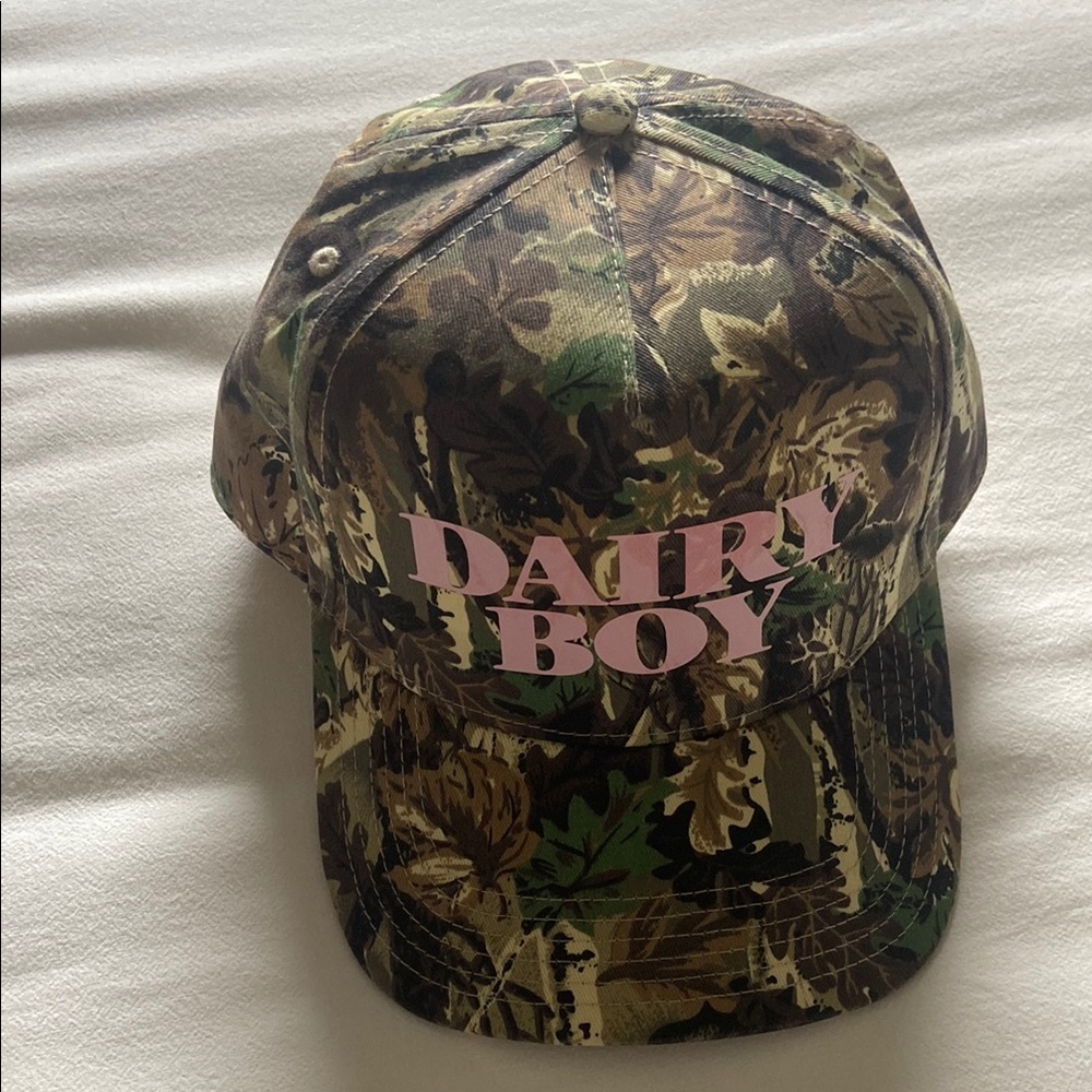 Dairy Boy Camouflage Cap with Pink Lettering